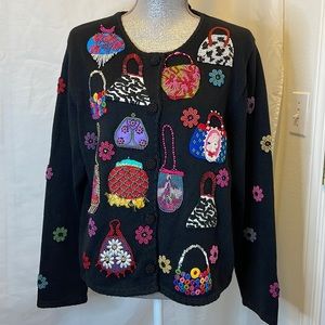 Bead embellished Michael Simon NY purse sweater